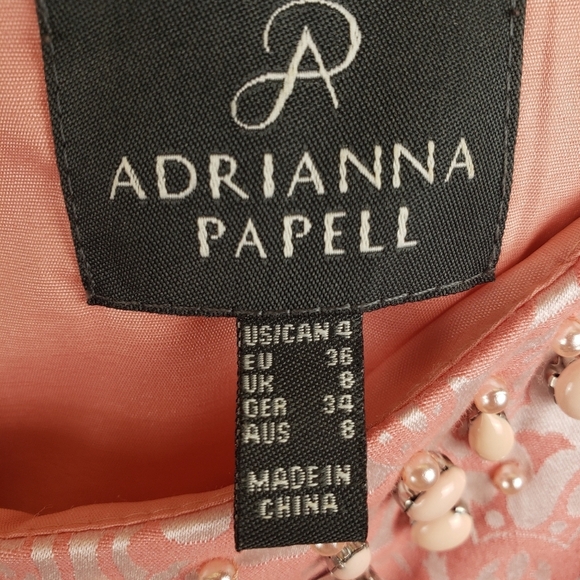 Adrianna Papell Pink Shimmering Sleeveless Jeweled Dress Sz 4 - Picture 4 of 12